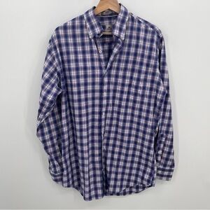 Peter Millar Blue White Pink Plaid Dress Shirt